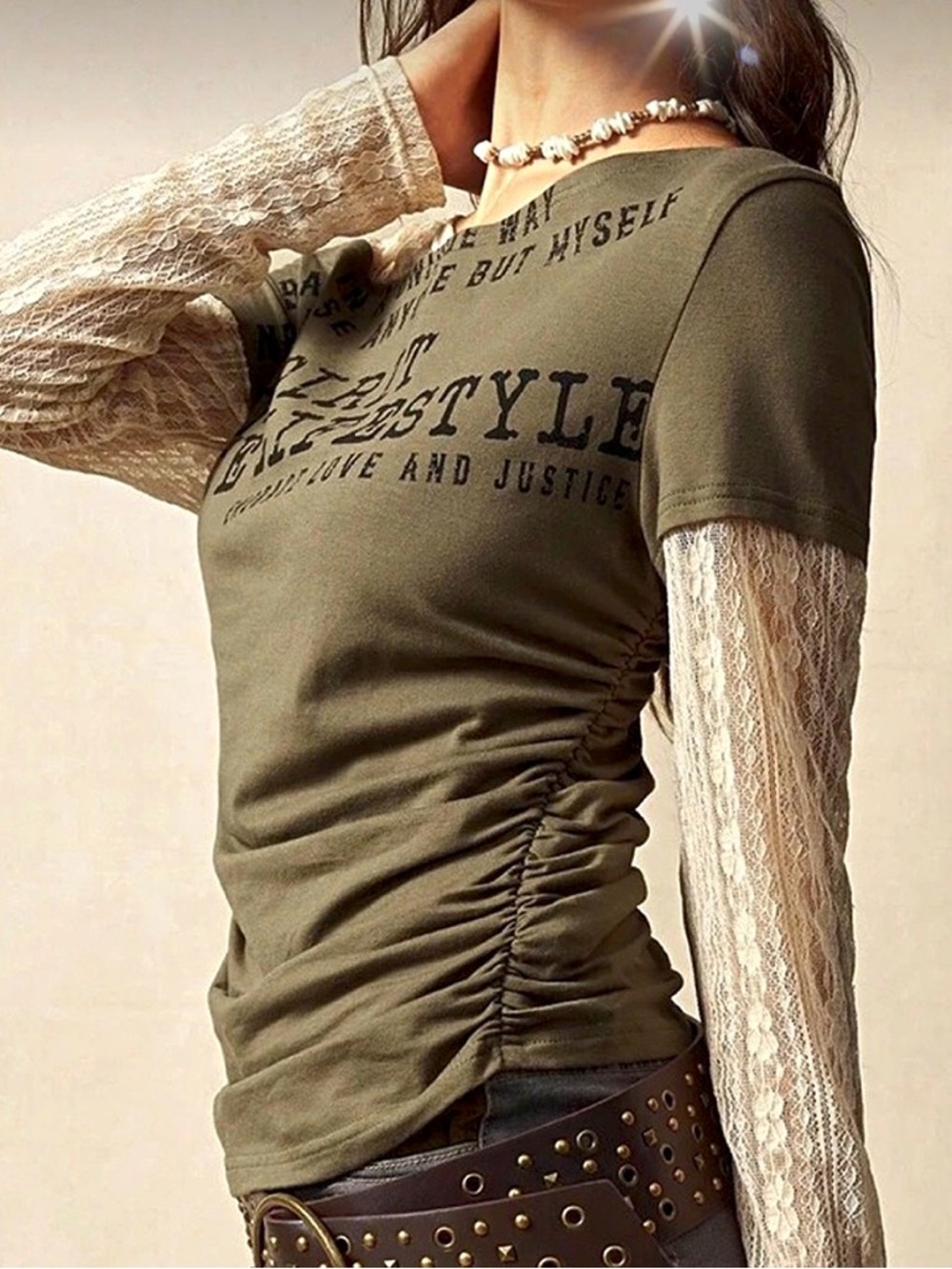 Layered Lace Long Sleeved Tee